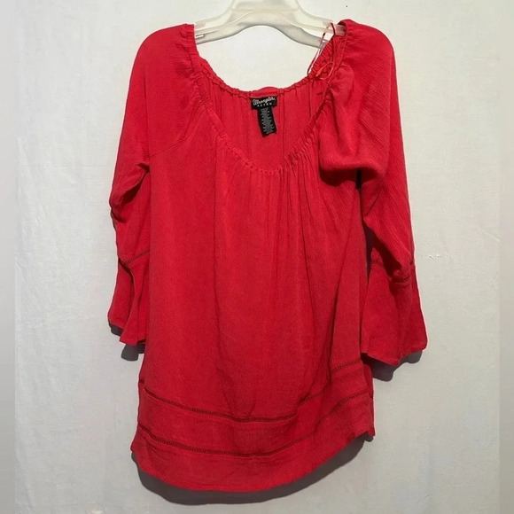 Wrangler retro NWT scoop neck, western, relaxed fit, bell sleeve blouse size L - Picture 1 of 5